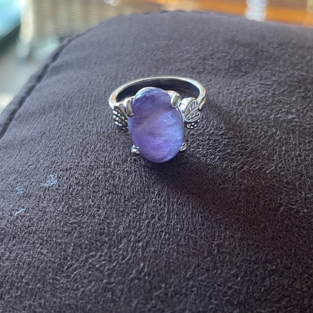 Elegant Purple amethyst Stone Silver Ring